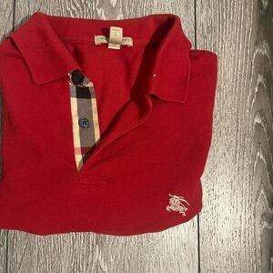 Burberry Red Polo Shirt with Check Detail